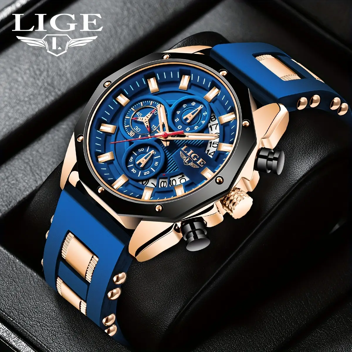 LIGE Men Watches Fashion Outdoor Waterproof Men's Sport Quartz Watch With Chronigraph