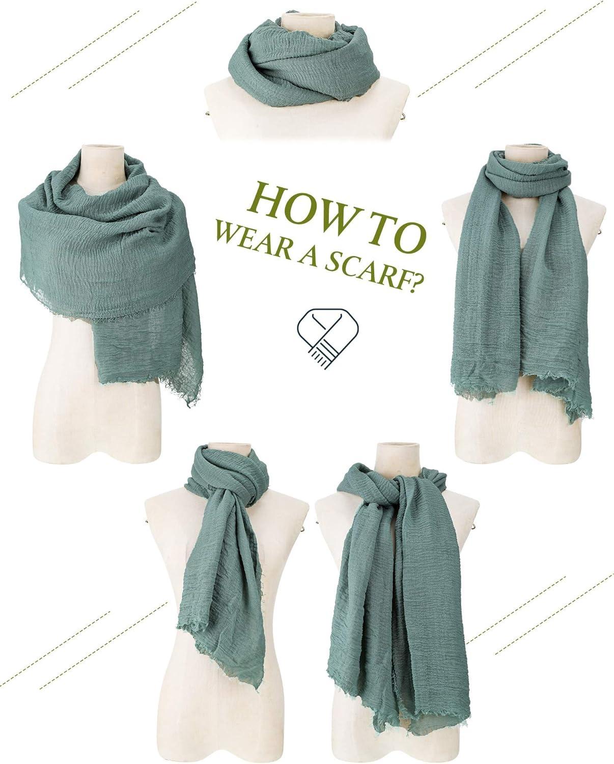 6 Pcs Women Scarf Shawl Hijab Scarves Cotton Crinkle Hijab for Women Blend Shawl Crinkle Wrap Head for Seasons