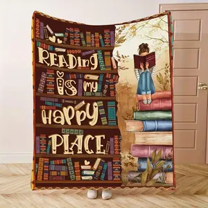 1pc Happy Paradise Themed Printed Flannel Blanket - Soft, Warm, Stylish All Season Blankets, Multi-Functional Gift for Sofa, Bed, Travel