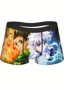 Anime Printed Polyester Briefs Underwear Mid-Stretch Comfort Vibrant Character Designs Non-Transparent Fabric for Casual Wear Anime Fans Menswear Socks
