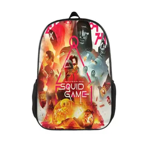 17" Squid Game Waterproof Backpack - Reinforced Base & Adjustable Straps | Lightweight + Side Pockets + Quick-Access Design