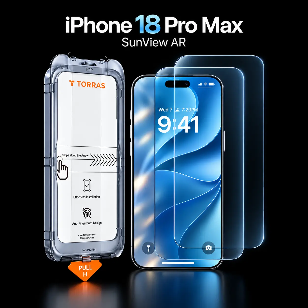TORRAS Sunview AR Ultra Tempered Glass Screen Protector for iPhone 18 Pro Max, 17 Pro Models - 9H+ Protective, Shockproof, Anti-Reflective, Anti-Glare, Ultra Clear, No Black Border, Easy Installation, 2-Pack for Smartphone iPhone Users
