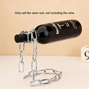 Modern Iron Chain Wine Bottle Holder, Hanging Display Rack, Decorative Wall Mounted Shelf, Home Bar Storage Organizer, Kitchen Accessories