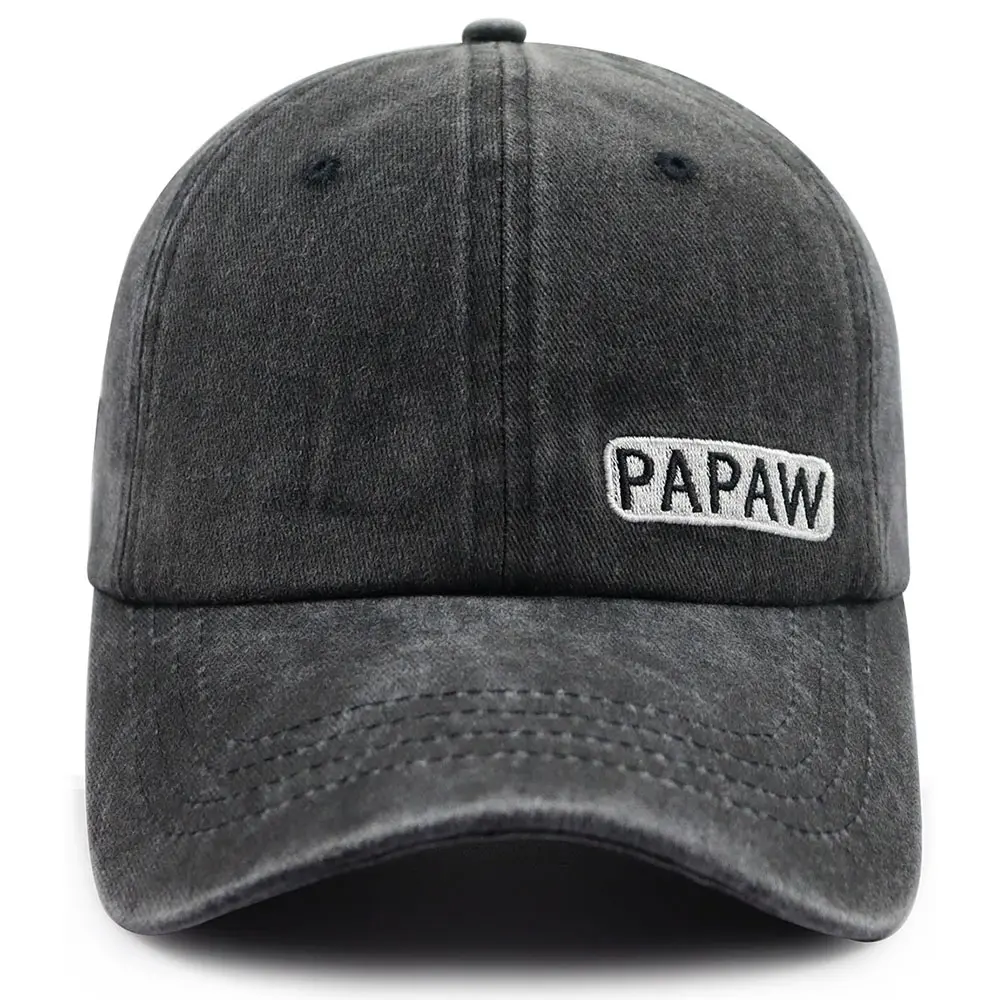 Classic Denim Baseball Cap with "Papaw" Embroidery for Men, Adjustable Vintage Dad Hat, Daily Wear, Birthday & Father's Day Gift for Grandpa Fitted Cap Cotton Cap