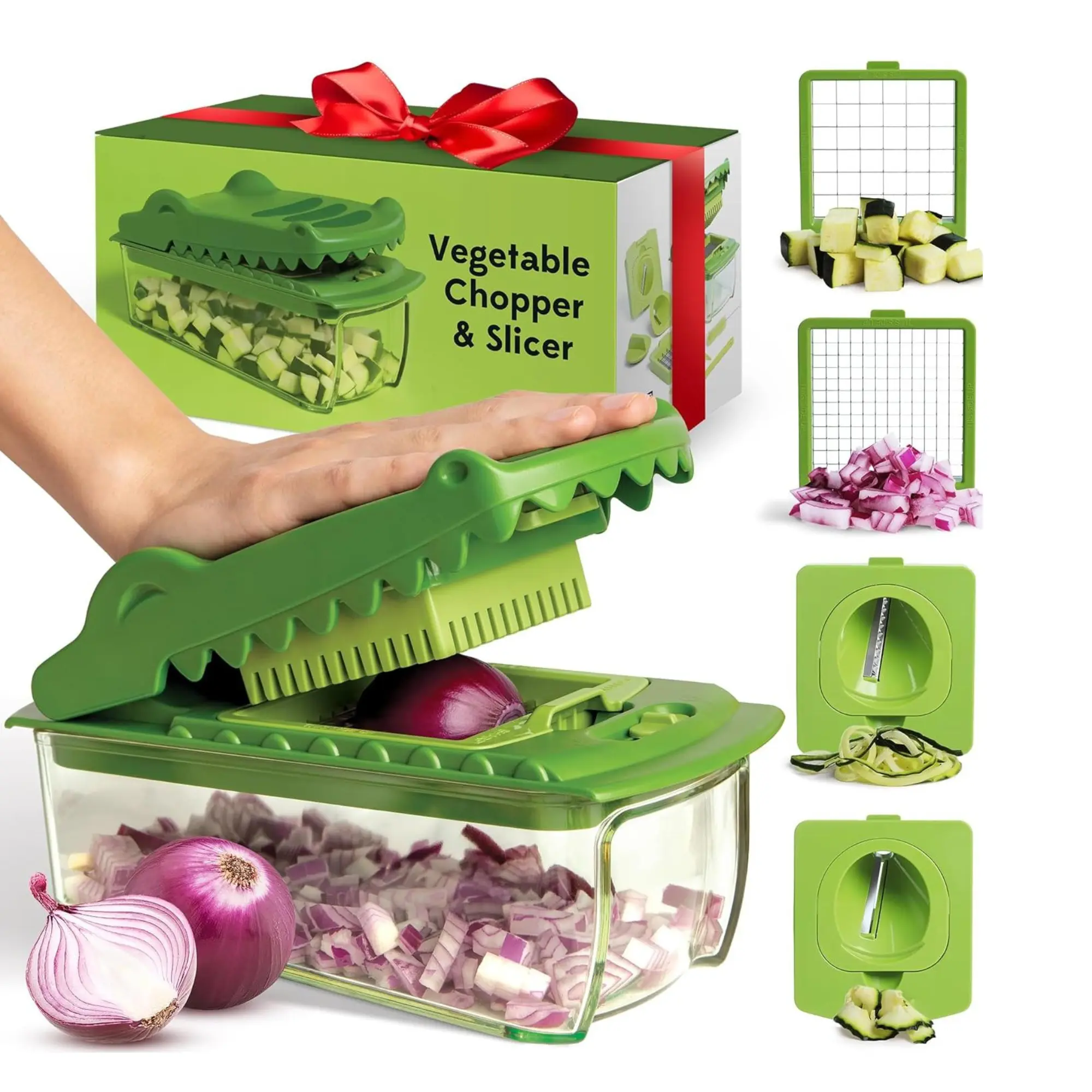 Fullstar X OTOTO Croc Chop - Vegetable Chopper, Food Chopper, Crocodile Onion Chopper, Housewarming Kitchen Gifts, Multifunctional Kitchen Cutter, Cooking Gifts Gadgets  Blade Set Slicer