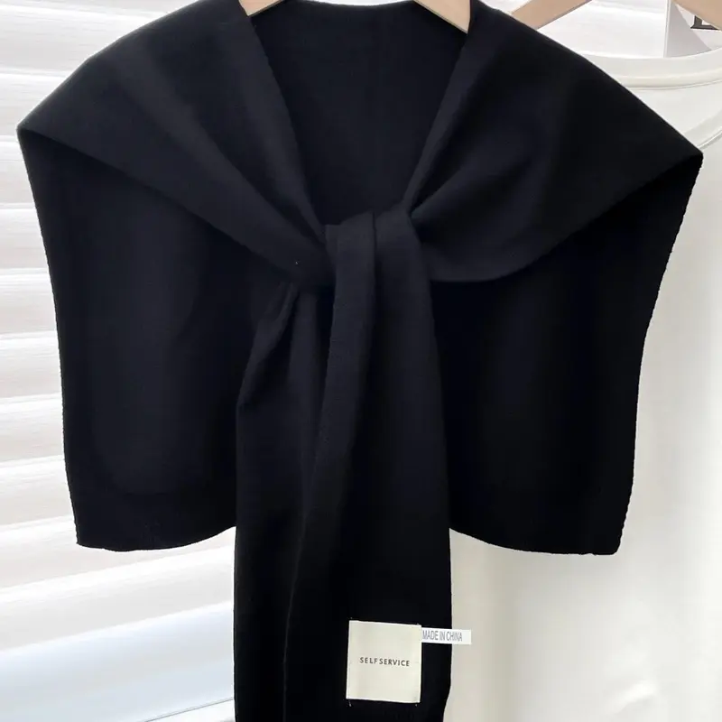 Women's Elegant Solid Color Knit Shawl, Fashion Shawl Wrap, Soft Material, Fashionable Accessory for Daily Wear, Suitable for All Seasons