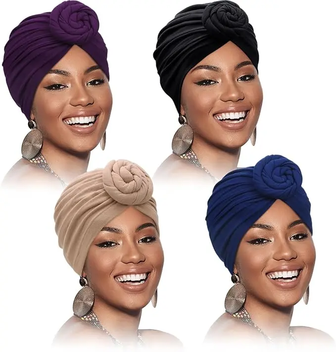 4-pcs women's headscarf, chemotherapy headscarf, cancer patient headwear, suitable for chemotherapy-induced hair loss, postoperative care, sleep cap, headscarf cap