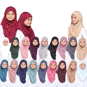 Instant shawl One piece kids hijab Elegant Solid Instant shawl One piece kids hijab Elegant Solid