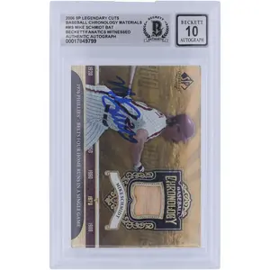 Mike Schmidt Philadelphia Phillies Autographed 2006 Upper Deck Legendary Cuts Baseball Chronology Materials Bat Relic #BC-MS Beckett Fanatics Witnessed Authenticated 10 Card - Fanatics Authentic Certified