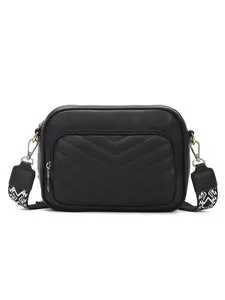 Women's Vegan Leather Crossbody Shoulder Bag, Quilted Fashion Handbag with Credit Card Slot, Stylish Small Square Purse