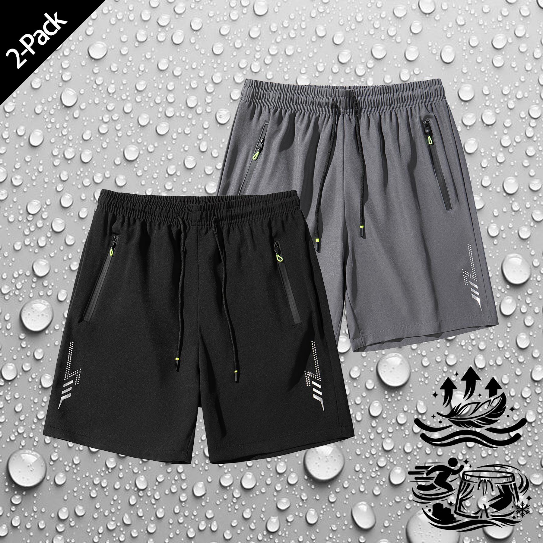 Men's 2 Pack Athletic Running Shorts Quick Dry Moisture Wicking Lightweight Breathable Workout Gym Shorts with Zipper Pockets Stretchy Waist for Jogging Hiking Outdoor Sports Training Casual Daily Wear Active Performance Shorts