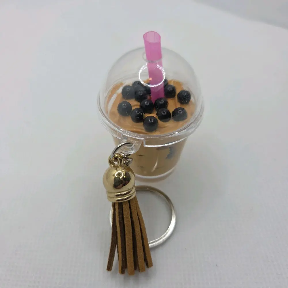 Whimsical Light-Up Keychain, Foodie Drink Charm, Quirky and Delightful Fashion Accessory for Keys or Bags, Blueberry, Chocolate, Cute, Everyday, Plastic, Friends, Small, Solid