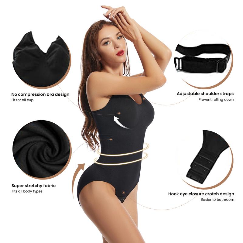 Women's Shapewear Bodysuit Tummy Control Body Shaper Seamless Thong Sleeveless Women Body Shaper Sculpting Snatched Waist Body Suit