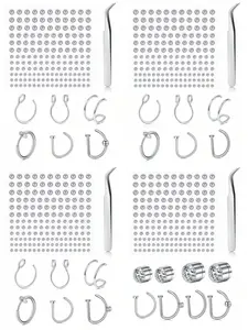 8pcs Fake Piercings Set, Non-Piercing Fake Nose Ring, Fake Septum, Fake Lip Ring, Fake Nose Stud, Fake Eyebrow Piercing, Face Gems, Non Piercing Jewelry