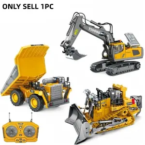 Remote Control Excavator Toy, 2.4GHz RC Construction Vehicle Truck Toy with Alloy Metal Cap, Light & Sound, Rechargeable Battery, Remote Control Dump Truck, Perfect Gift for Boys