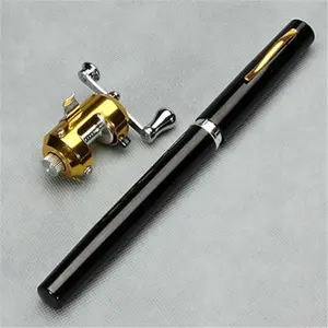 38 inch Mini Portable Pocket Aluminum Alloy Fishing Rod Pen Great (Black)