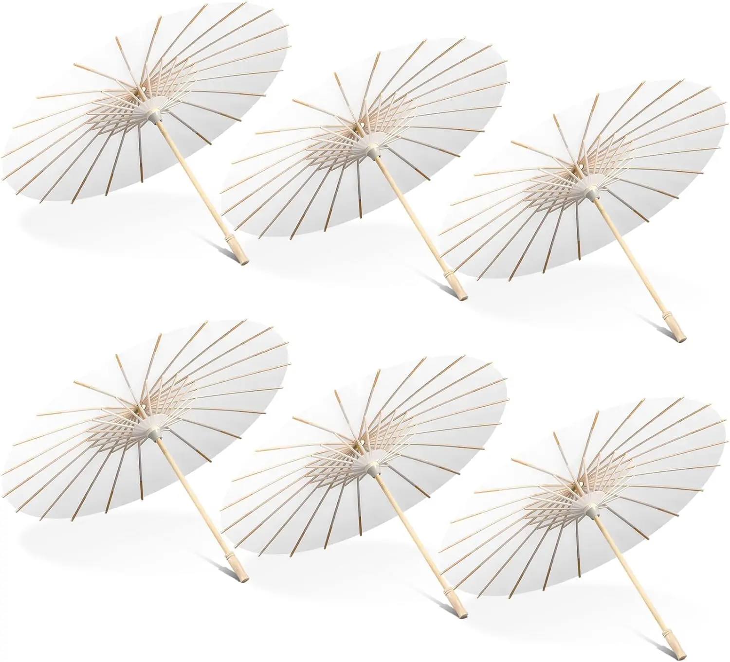 8 Pcs 23.6 Inch Paper Parasol Umbrellas Chinese Japanese Handmade Oil Paper Sun Umbrella for Wedding Bridal Party Photo Props DIY Decor Garden Parties Tea Party Decorations(Gift)