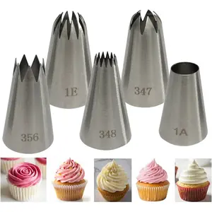 Large Piping Tips Set,Cake Piping Tips Cake Decoration Tools Cookie Decorating Kit Large Pastry Nozzles Cake Decorating Supplies Frosting Icing Tips for Baking Cupcake Cookie Pastry,1A 1E 347 348 356