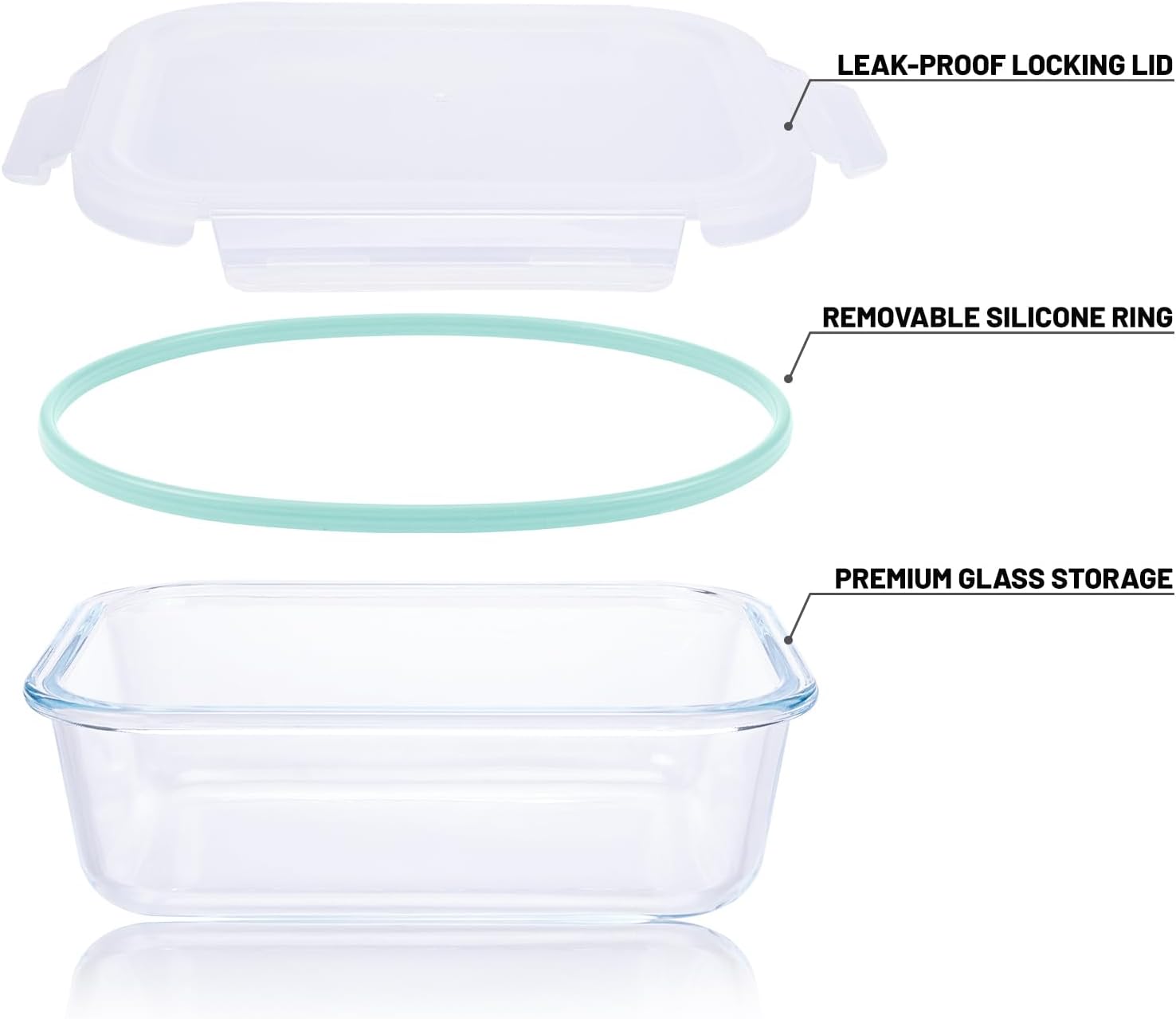 Microwave Safe Airtight Glass Containers 18Pack, BPA-Free Food Storage with Black & Blue Utensils for Kitchen Organization