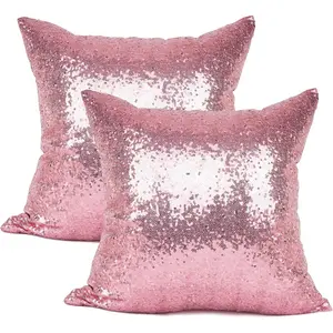 Pack of 2  Luxury Series  Bling Decorative Glitzy Sequin & Comfy Satin Solid Throw Pillow Cover Cushion Case for Wedding/Christmas,18" x 18"