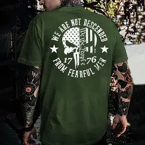 We Are Not Descended From Fearful Men Remember Everyone Deployed RED 250 Years Anniversary Eagle American Flag 1776-2026 Heavy Cotton T-shirt, Independence day Patriotic, 4th of July Menswear Casual, Gift Streetwear Graphic Classic
