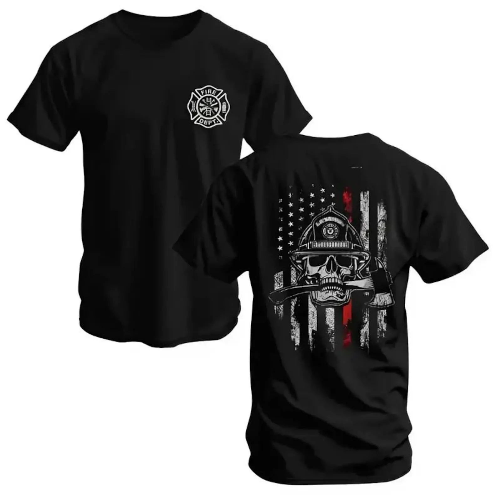 Firefighter Skull Flag Sweatshirt, American Flag Firefighter