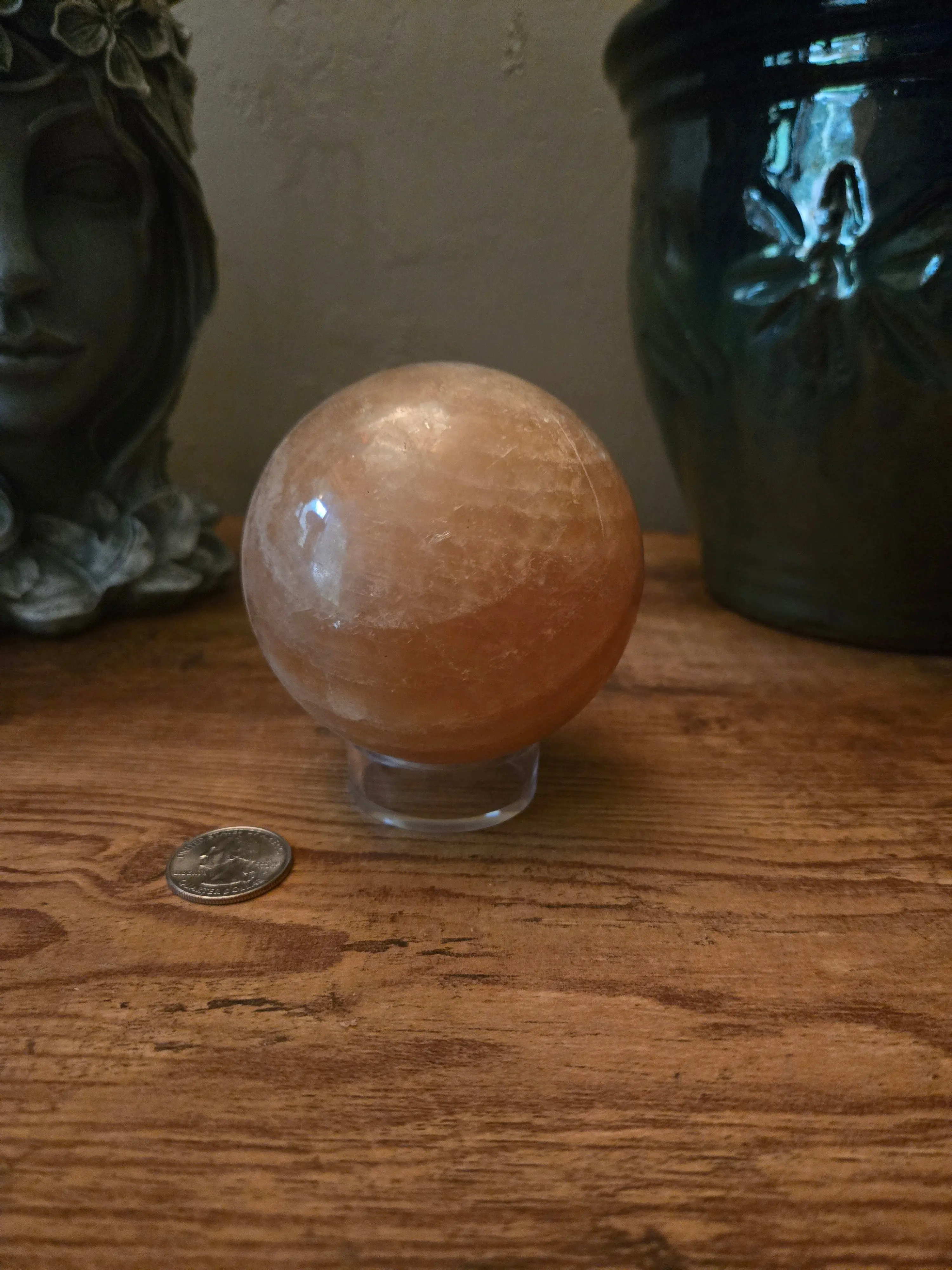 Polished Golden Calcite Sphere, a Natural Crystal for Meditation, Spiritual Focus, and Highest Spiritual Guidance, Enhances Meditation, Smooth Sphere, Supports Deep Relaxation