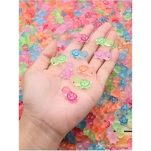 100pcs Miniature Sea Turtle Figurines,Luminous Mini Resin Tortoise Figures Multi-Color Toys Glow In The Dark Small Marine Animals For Craft Dollhouse Prank Game Landscape Garden Decoration, Ornaments,Miniature Figures,Turtle, Light
