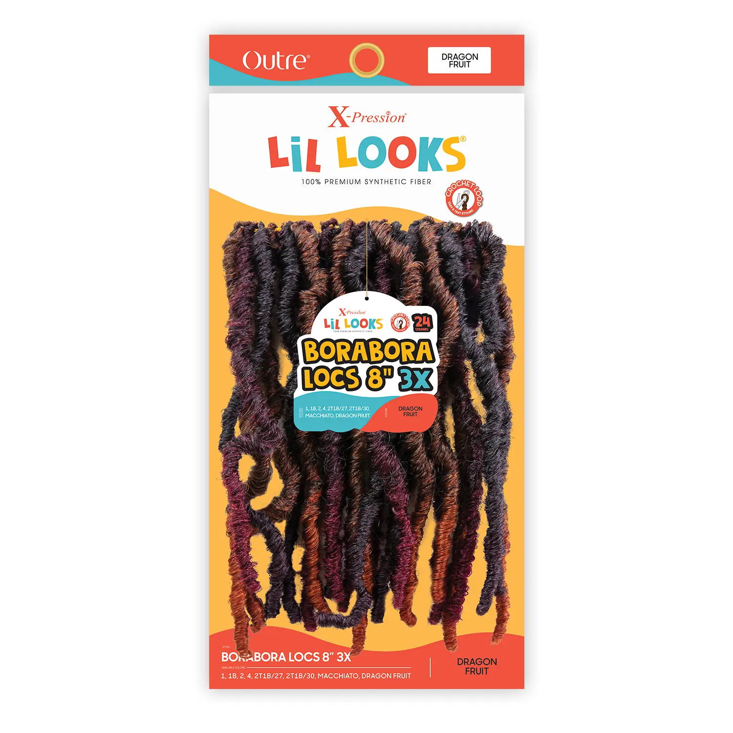 Outre X-Pression Lil Looks 3X 8" Borabora Locs Kids' Soft Synthetic Crochet Braid Style, Lightweight, Comfortable, Easy to Maintain, Synthetic Braids, Braids Hairstyles