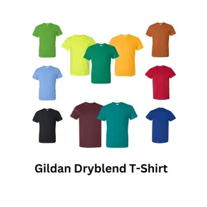 NEW Gildan Adult Unisex 50/50 Dryblend Plain Crew Neck Short Sleeves T-Shirt 8000 Classic Collar Menswear Top