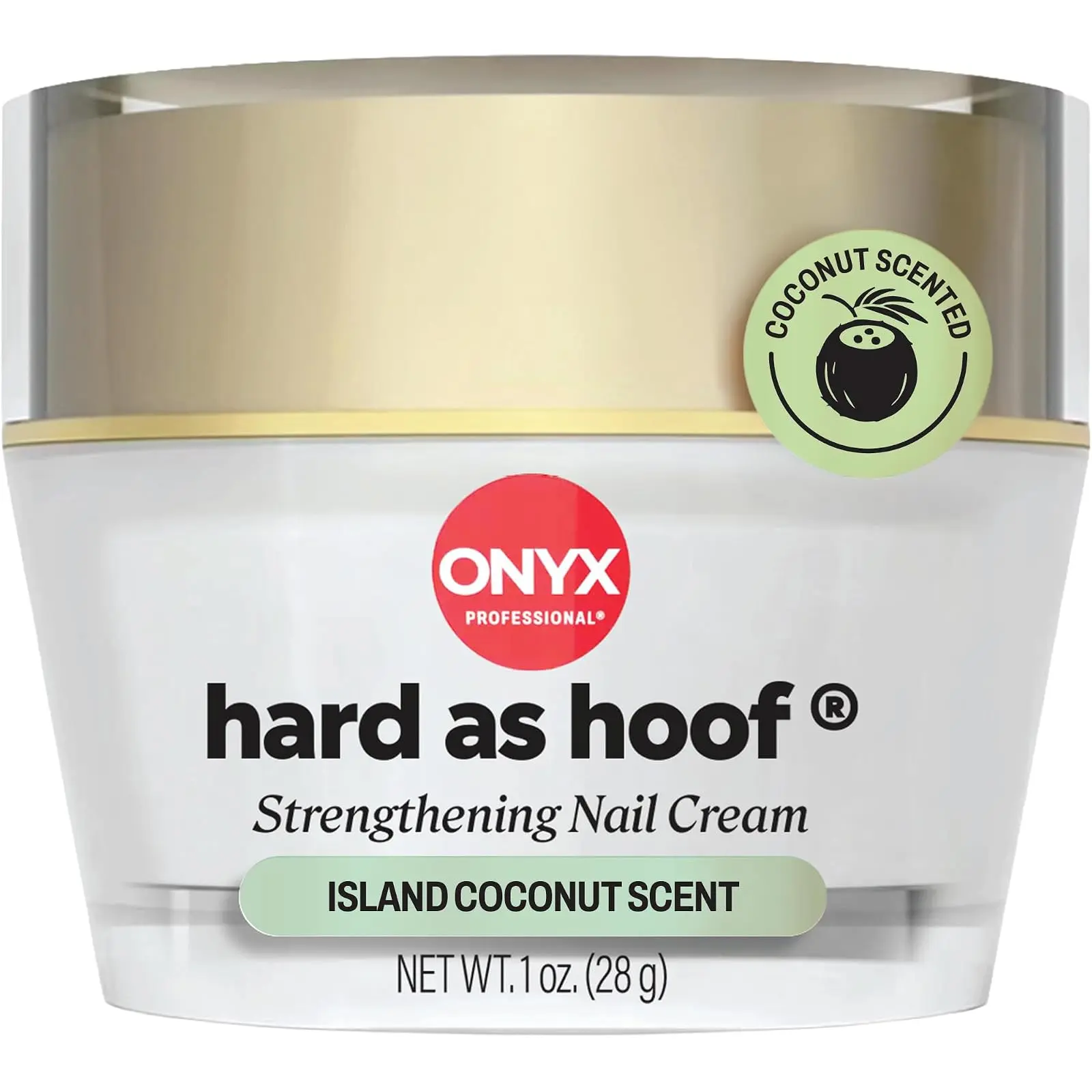 Onyx Professional Hard as Hoof Nail Strengthening Cream, Island Coconut Scent - Nail Growth and Conditioning Cuticle Cream Stops Splits, Chips, Cracks & Strengthens Nails, 1 oz
