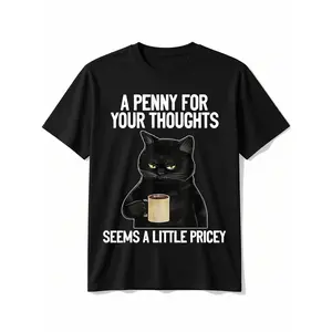 Funny Cat Saying A Penny For Your Thoughts Sarcastic Joke T-Shirt grandma's  favorite  shirt trendy t-shirt