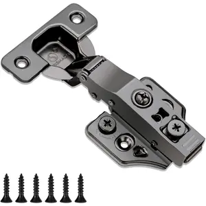 4 Pack Full Overlay Soft Close Cabinet Hinges 105° Frameless 3 Way Soft Close Hinges for Cabinet Doors Cabinet Door Hinges with Screws Black Nickel