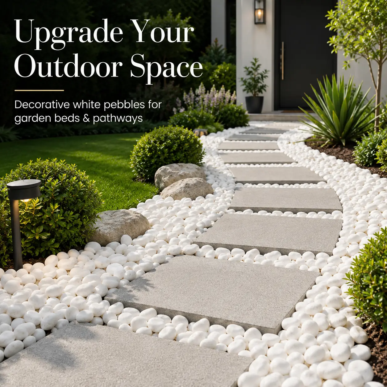 White Decorative Pebbles, Smooth River Rocks for Plants, Garden Landscaping Stones, Vase Filler Rocks for Planters, Succulents, Flower Beds, Pathways & Outdoor Decor