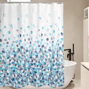 Petal Printed Shower Curtain, 1 Count Waterproof Fabric Bathroom Curtain with 12 Plastic Hooks, Machine Washable Bath Curtain for Family Hotel Dormitory, Bathroom Decoration Accessories