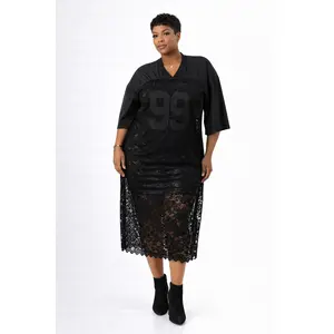 All About Fun Lace Jersey Dress - Plus