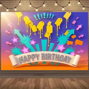 Street Art Graffiti Birthday Backdrop | Neon Wall Photo Banner