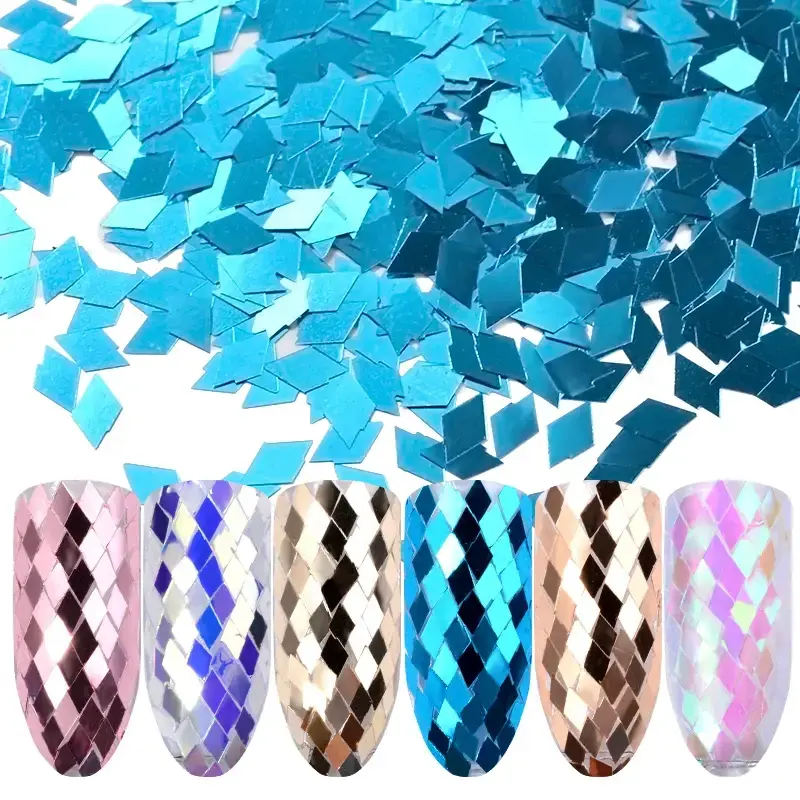 6Pcs Ultra-Thin Sparkling Diamond Nail Glitter Sequins Rhombus Paillette Stickers for Nail Art Decoration Tips Dust