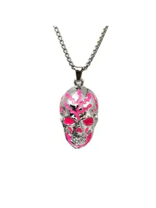 Long Hip Hop Glow-In-The-Dark Necklace, Exquisite Chain Jewelry, Evil Glowing Skull Head Design, Wish Jewelry, Unisex Fashion Accessory