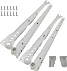 22 Inch Euro Slides Pack of 2 for Face-Frame & Frameless Cabinets 75lbs Capacity Cold Rolled Steel Powder Coated with Brackets & Screws