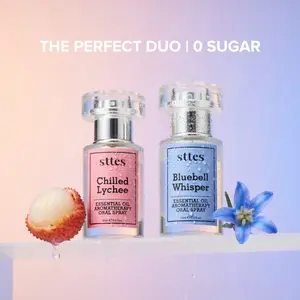 sttes 2-Pack Oral Spray Breath Freshener Bundle - Lychee & Floral Bluebell Mouth Perfume Fragrance, Travel Size Scent Aroma Care Gift Set, Alcohol Free (15ml)