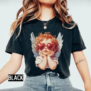 Vintage Cupid Valentine's Day Shirt, Bootleg Valentine, Retro Angel Shirt, Cherub Graphic Tee, Comfort Colors, Valentines Day T-Shirt