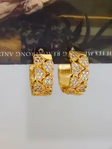 Women's Vintage Heart Zircon Hoop Earrings, Casual Fashion Jewelry for All Seasons, Perfect Gift for Girlfriend or Best Friend