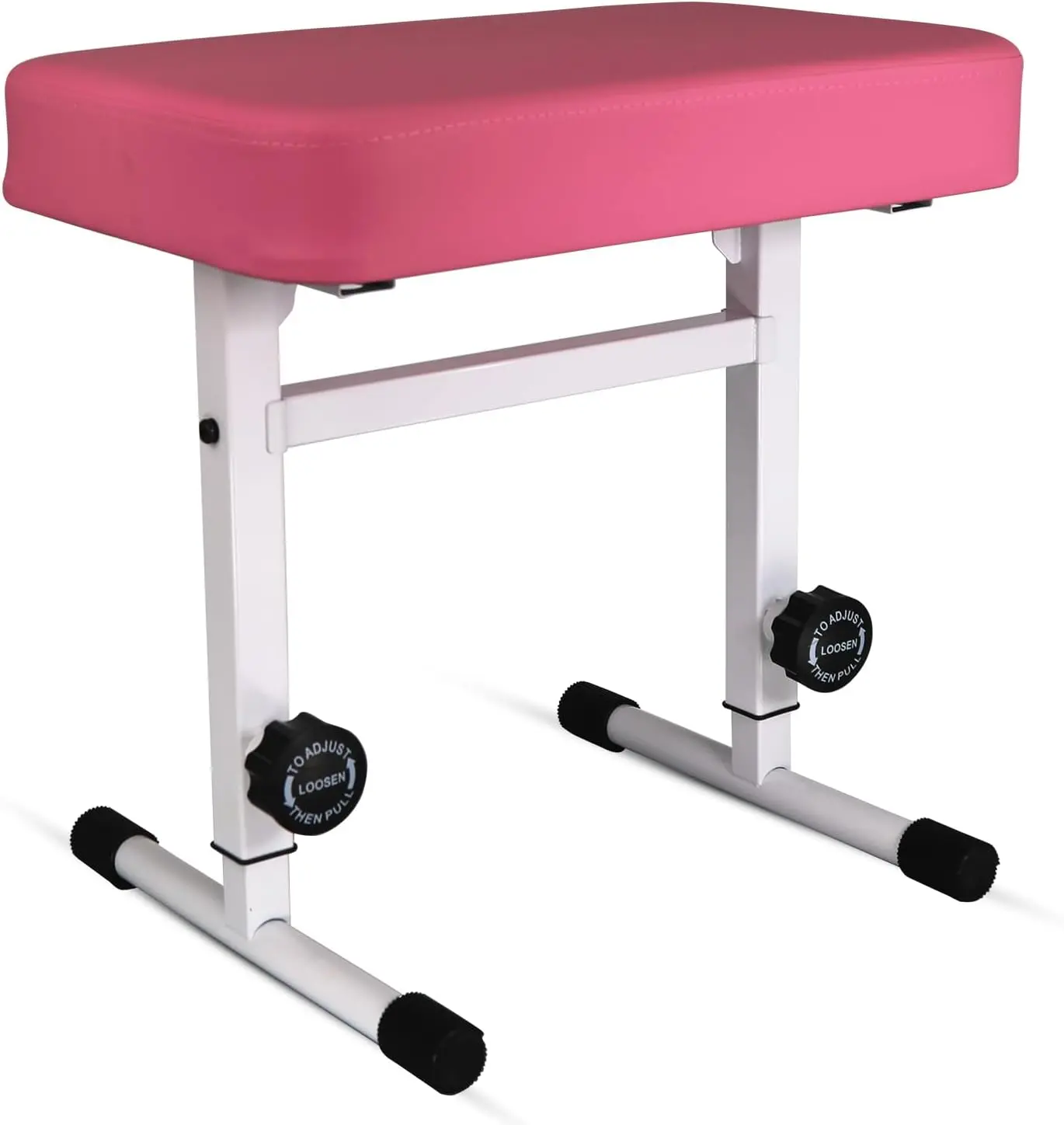5 CORE Keyboard Bench Piano Stool 3" Padded Seat Height Adjustable 22 inch Heavy Duty Musician Chair Iron Legs w Non Slip Rubber Caps for On Stage and Studio Pink