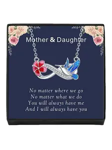 Hummingbird & Floral Infinity Necklace Original forest-inspired premium love bird infinity symbol necklace, unique enamel hummingbird & zircon pendant. Includes a card for mom or daughter, perfect mystery gift for daughters and Mother’s Day.