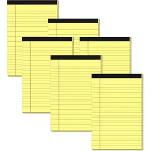 Yellow Note Pads 5x8 Small Legal Pads College Ruled Notepad for Office 6 Pack Yellow Writing Pads 5x8 Narrow Ruled Paper Pads 25 Lines 80 GSM Paper Tablets 5x8" Lined Notepads With 30 Sheets Per Pad