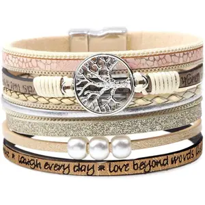 Inspirational Tree of Life Leather Bracelets for Women,Birthday Mothers Day  Gifts for Teen Girls
