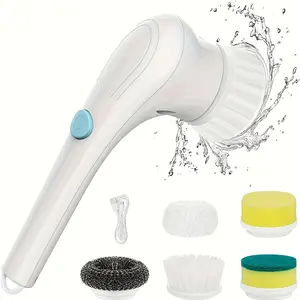 Electric Scrubber With 5 Replaceable Brush Heads, Portable Spin Scrubber, Cordless Handheld Cleaning Brush For Bathroom/Tub/Wall Tiles/ Floor/Kitchen