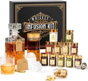 Infusion Kit Gifts for Men  12  Ingredients, Decanter, Infusion Jar, Glass, Ice Mold  DIY , , Rum &  Infusion Set for Him, Dad, Husband