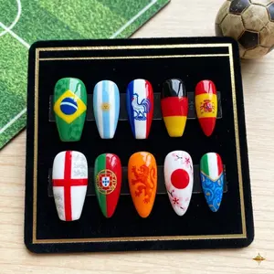 World Cup Press On Nails | Soccer Flag Nail Art | International Football Team Fan Nails